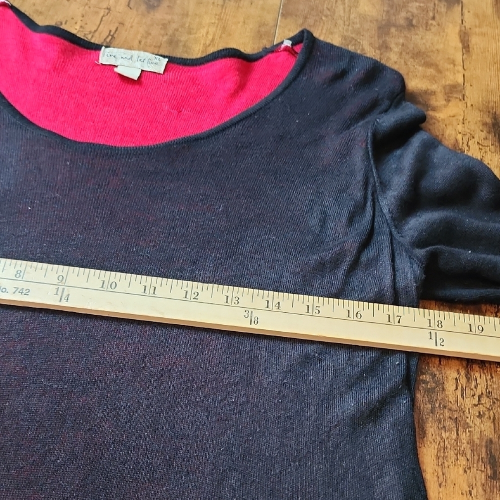 LIVE & LET LIVE | Stretchy Red Black Valentine's Sharkbite Tunic Sweater |‎ XL - Picture 7 of 10
